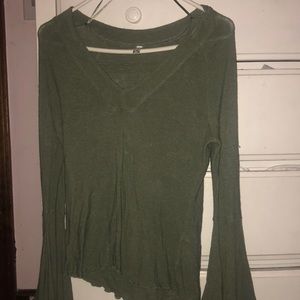 Olive green free people long sleeved top